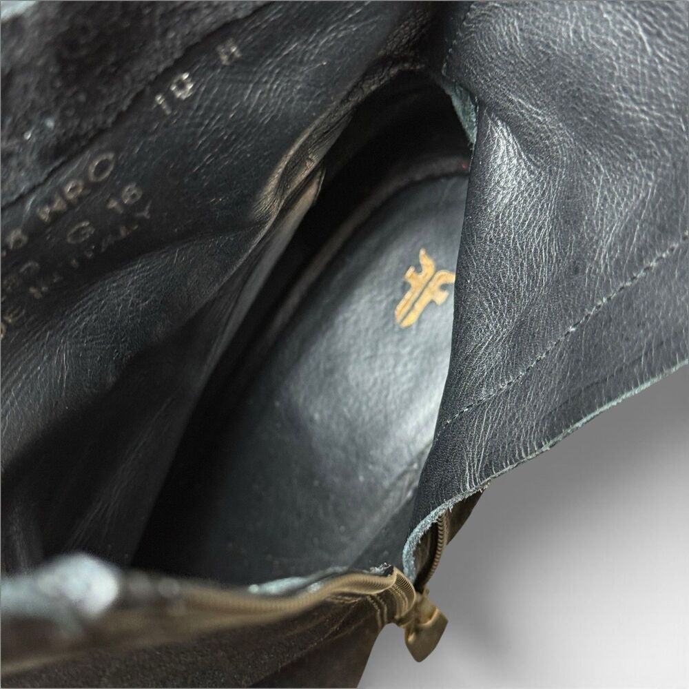 Frye Giovanna Suede Boots Sz 10 Block Heel Rodeo Leather Black Boho Western 3” - Picture 9 of 13